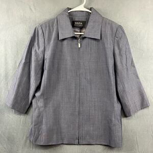 Dana Buchman Wool Blend Zip Up Blazer Women's Size 12 Business 3/4 Sleeves